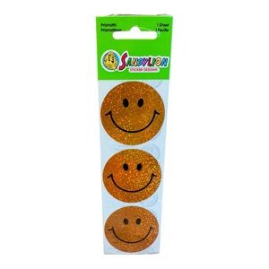 Vtg Sandylion Stickers Large Orange Happy Smile Face Shiny Foil Smiley